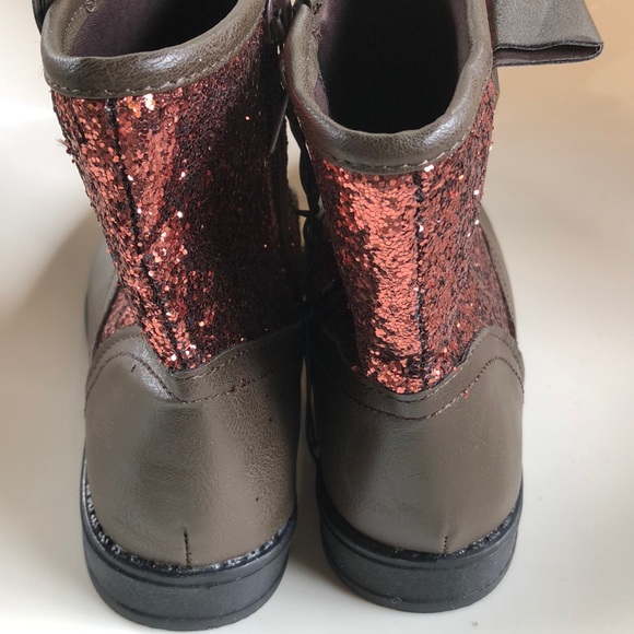 Jessica Carlyle girls brown rose gold glitter boot - Picture 2 of 7